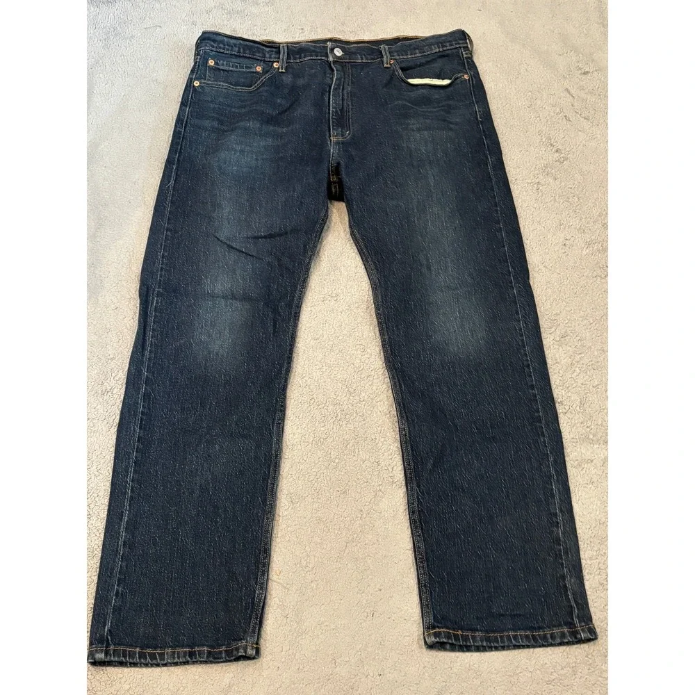 Levis 505 Regular Fit Dark Wash Straight Leg Jeans Mens 40x32 Blue Stretch